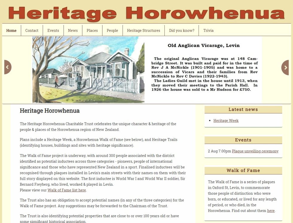 Heritage Horowhenua screen