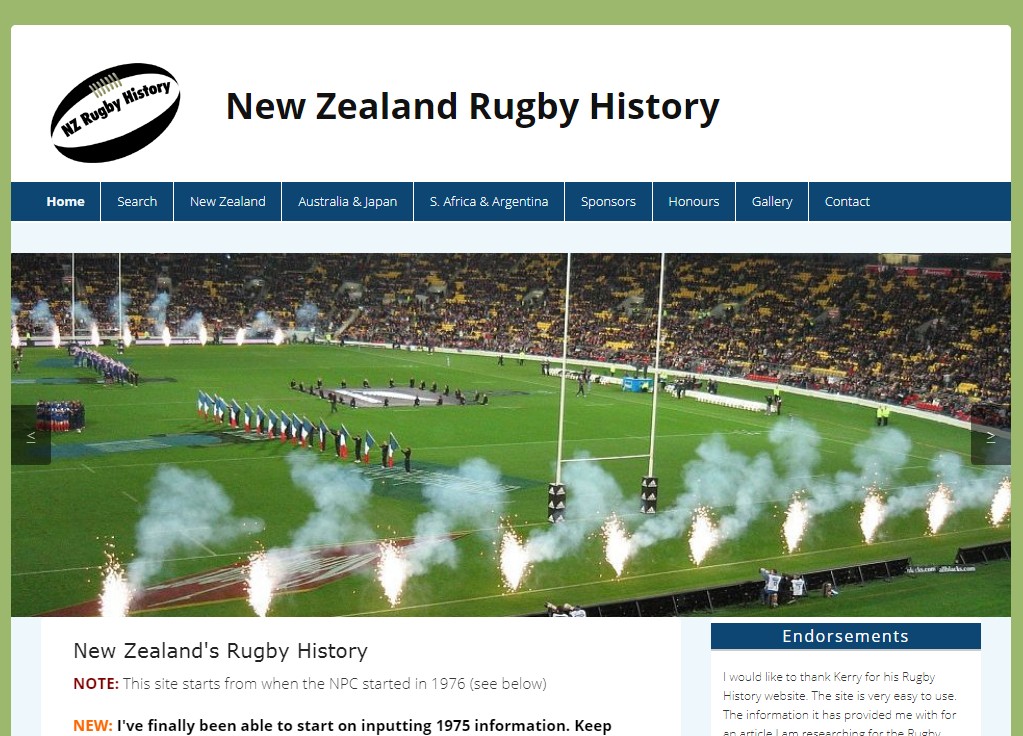 Rugby History screen