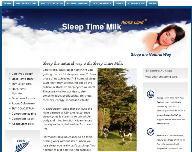 Sleep time milk website