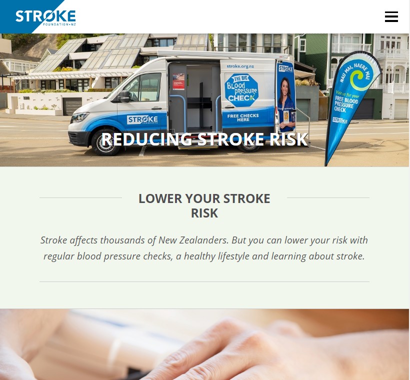 snapshot of Stroke Foundation website
